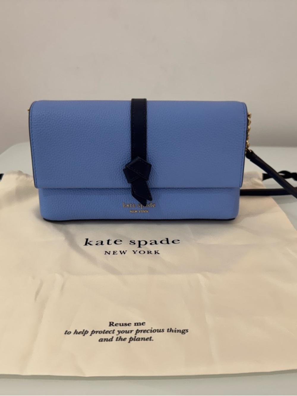 Kate Spade Periwinkle and Navy Soft Leather Crossbody or Clutch